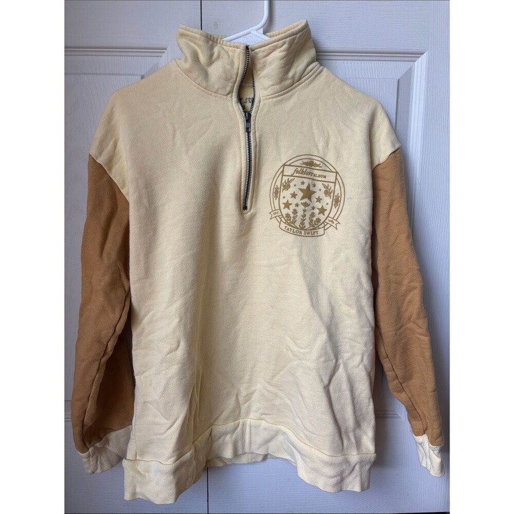 Taylor Swift folklore yellow Half-Zip Pullover Sweatshirt 1989 small  RARE HTF